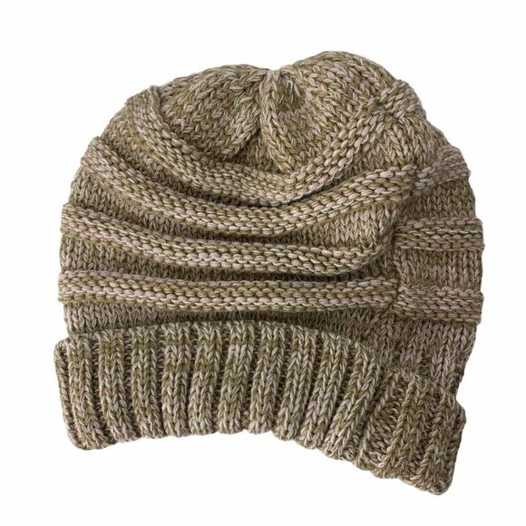 CC Beanie Tan Chunky Knit Cuffed Slouchy Cute One Size Womens Winter Fall Hat - Picture 2 of 4